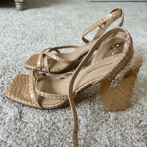 Antonio Melani Tan Heels with Strappy Design block heels 10